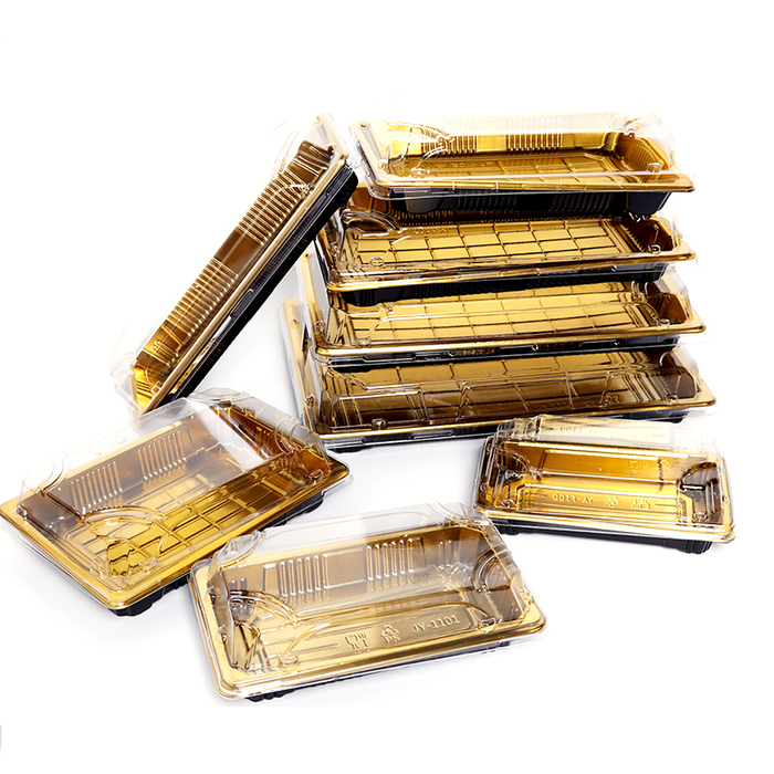 Sushi Plastic Dozen with Lid-Gold
